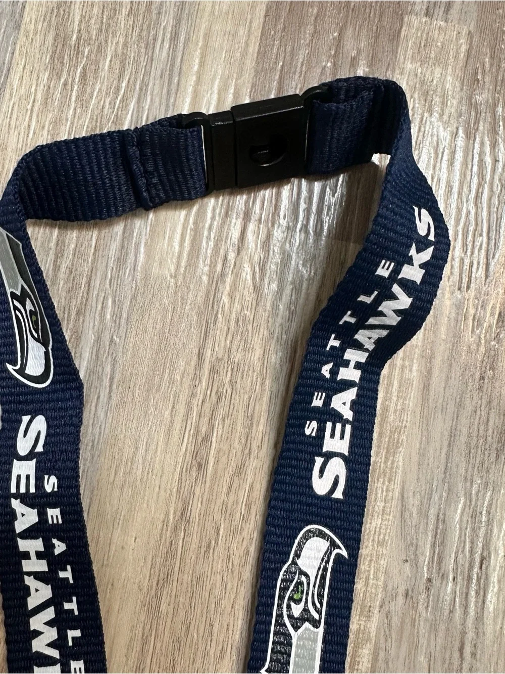 NFL Seattle Seahawks Navy Lanyard with Red Football Badge Reel NWT